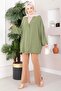 Buttoned Casual Aerobin Kimono Khaki