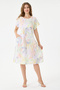 White Italian Floral Patterned Dress with Double Side Pockets 38 - 44 Size