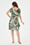 Khaki Italian Batik Patterned Lined Midi Length Dress Size 38 - 42 - 5