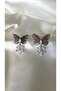Women's Silver Color Stone Butterfly Model Dangle Earrings