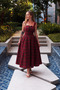 Red Plaid A-Line Mid-Length Square Neck Cotton Dress - 8
