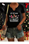 Women's Printed Half V-Neck Sleeves Regular Fit Casual T-Shirt