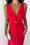 Women's Double-Breasted Collar Waist Cut-Out Maxi Dress - 5