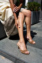 Vaso Women's Nude Tutun Genuine Leather Suede Single Strap Heel Slippers - 5
