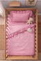Vintage Ruffled Baby Bedding Set |   100% Cotton Gingham Patterned |   100X150 cm Duvet Cover, 35X45 cm Pillowcase and Fitted Sheet - 2