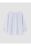 Vizyon New Season Blue Crochet Collar Striped Gathered Blouse - 6