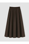 Özmarka New Season Brown Flared Skirt with Elastic Waist, 100% Cotton - 6