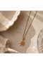 Steel Sun Figured Gold Color Minimal Women's Necklace with Pink Stone Detail, Daily and Special Occasion Jewelry - 2