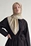 Oil Green Three Line Detailed Twill Silk Scarf