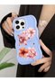 iPhone 13 Pro Max Compatible Case Camera Protector Blue Silicone Couple Phone Case Floral Pattern - 5