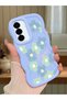 Samsung Galaxy A56 Compatible Case Camera Protector Blue Silicone Couple Phone Case Floral Pattern