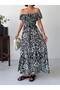 Viscose Fabric Madonna Collar Women's Long Dress - 2