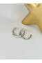 Crushed Detail Hoop Earrings (Steel) Silver - 4