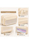 Multi-Compartment Large Capacity Basic Pencil Case - Beige - 3