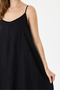 Black Italian 100% Linen Long Linen Dress with Straps, Size 38 - 42 - 6