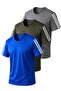 3-Piece Sleeve Stripe Quick Dry Breathable Fabric Sports T-Shirt