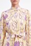 Hakim Collar Belted Long Printed Dress -12713 Yellow - 2
