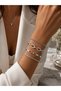 Steel 4-Piece Women's Men's Bosslady Combination Bracelet Set / Thick Oval Chain / Square Chain / Sign Chain / Gold / Silver Color / with Extension Chain