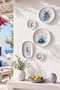 Blue Porcelain Wall Plate Set (with Hanging Bracket)
