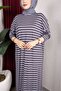 Our Striped Viscose Combed Cotton Dress with a Fabric That Doesn'T Define the Line of the Hat - 2