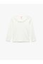 Baby Girl Cotton Ruffle Detailed Long Sleeve Crew Neck T-Shirt