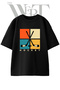 Hockey Sticks Puck Design Printed Unisex Black Oversize T-Shirt