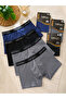 5 Pcs Black Navy Blue Gray Tatkan Men's Modal Boxer 45% Cotton 45% Modal 10% Elastane Flexible Breathable Super Fit Premium Navy Blue Boxer