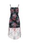 Women's Strappy Asymmetrical Skirt Floral Patterned Waist Fitted Summer Stylish Design Dress - 3