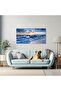 Deep Blue Ocean Sunset Gallery Wrapped Canvas Wall Art | 50x100cm 20x40 inch | Panoramic Seascape Wave Wall Decor - 5