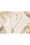 316L Steel Gold Letter E Rectangular Stone-Looking Necklace