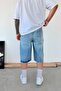 Blue Skater Fit Washed Bermuda Denim Shorts - 4