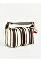 Brown Striped Canvas Women's Shoulder Bag - 3
