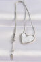 316L Steel Chain Silver Color Marble Patterned Heart Necklace - 2