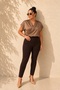 Women's Plus Size High Waist Double Button Slim Leg Crepe Stretch Woven Pants