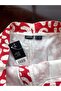 Red and White Abstract Print High-Waist Shorts - 6