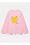 100% Cotton Oversize Fit Eat the Lemon Printed - Crew Neck Long Sleeve T-Shirt