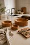 Wooden Salad Bowl Set of 3 - Round Deep Decorative Serving Bowl - Solid Beech