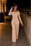Women's Designer Evening Dress Set Lace Sleeve Off-Shoulder Jacket Pants Set – Evening Dress Elegance for Wedding, Event, Graduation, Engagement, Prom, and Special Occasion Combination - 3