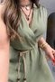 Double Breasted Sleeveless Straw Knitted Rope Detail Dress Blue - 5