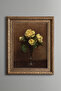 Yellow Roses in Glass Vase - Vintage Patterned Painting - Thick Model