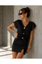 Women's Black Tulle Detailed Blouse with Accessories - 2
