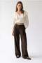 2207 Women's High Waist Double Pleated Draped Wide Leg Pants Brown - 4