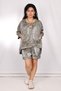 Khaki White Patterned Double Shorts and Blouse Set - 3