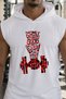 White Great Red Printed Standard Fit Hooded Sports Athlete Cotton Fabric Sleeveless Men's Athlete Tshirt - 2