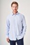 White-Blue Hard Collar Long Sleeve Pocket Striped Pattern Comfort Fit 100% Cotton Shirt 1004260221 - 3