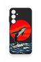 Samsung A55 Compatible Red Sun Whale Pattern Silicone Case - 2