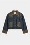 Women's T.Kot Color 2W6-8 Oversize Belt Length Leopard Detailed Design Denim Jacket