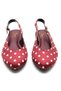 Female Ballerina. Burgundy Jue Polka Dot Casual Ballet Flats