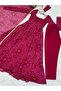 Pink Bandhej Chiffon Anarkali Gown Set - HRT1369 | Pink-Size:M-38-Inches - 3