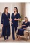 New Season Navy Blue 100% Cotton Short Sleeve Maternity and Postpartum Nursing Nightgown Pajama Set with Features of Short Sleeves - 7